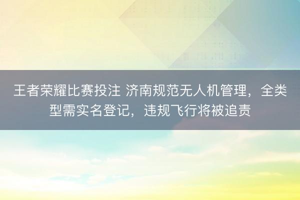 王者荣耀比赛投注 济南规范无人机管理，全类型需实名登记，违规飞行将被追责