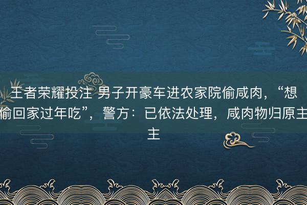 王者荣耀投注 男子开豪车进农家院偷咸肉，“想偷回家过年吃”，警方：已依法处理，咸肉物归原主