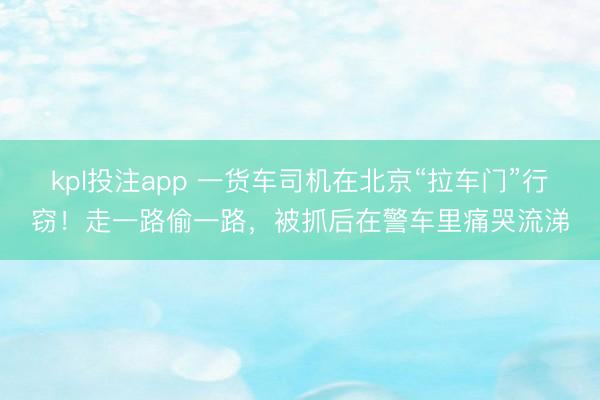 kpl投注app 一货车司机在北京“拉车门”行窃！走一路偷一路，被抓后在警车里痛哭流涕