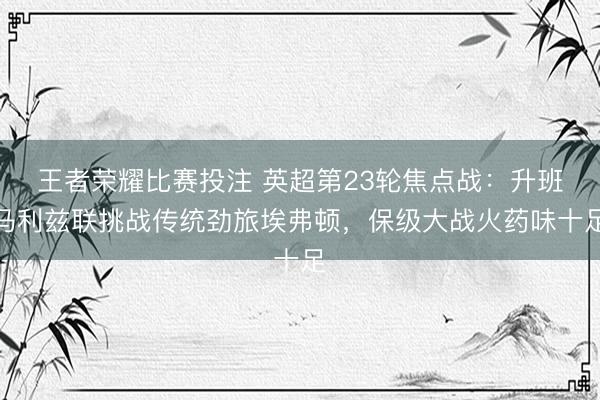 王者荣耀比赛投注 英超第23轮焦点战：升班马利兹联挑战传统劲旅埃弗顿，保级大战火药味十足