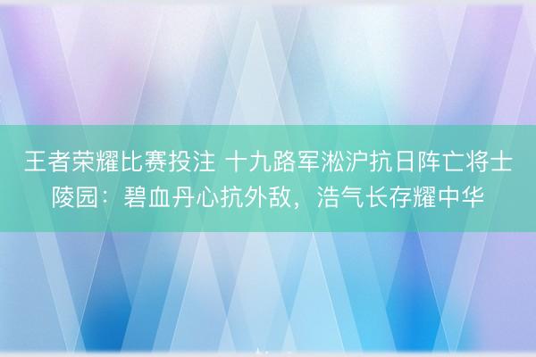 王者荣耀比赛投注 十九路军淞沪抗日阵亡将士陵园：碧血丹心抗外敌，浩气长存耀中华