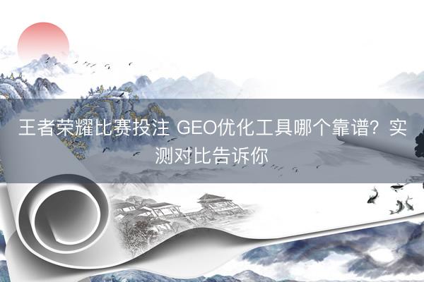 王者荣耀比赛投注 GEO优化工具哪个靠谱？实测对比告诉你