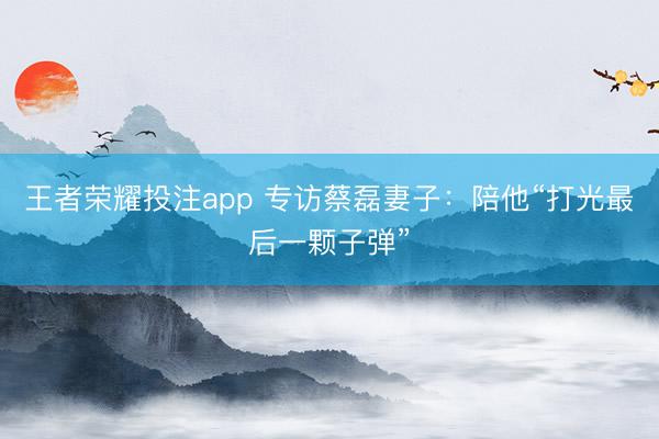 王者荣耀投注app 专访蔡磊妻子：陪他“打光最后一颗子弹”