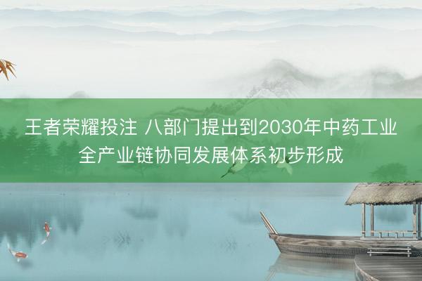 王者荣耀投注 八部门提出到2030年中药工业全产业链协同发展体系初步形成
