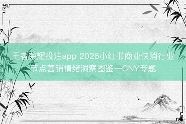 王者荣耀投注app 2026小红书商业快消行业节点营销情绪洞察图鉴—CNY专题