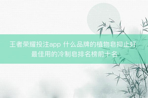 王者荣耀投注app 什么品牌的植物皂抑止好 最佳用的冷制皂排名榜前十名