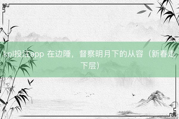 kpl投注app 在边陲,督察明月下的从容(新春走下层)