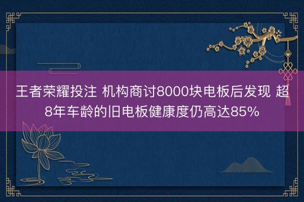 王者荣耀投注 机构商讨8000块电板后发现 超8年车龄的旧电板健康度仍高达85%