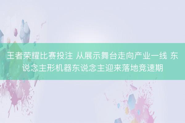 王者荣耀比赛投注 从展示舞台走向产业一线 东说念主形机器东说念主迎来落地竞速期