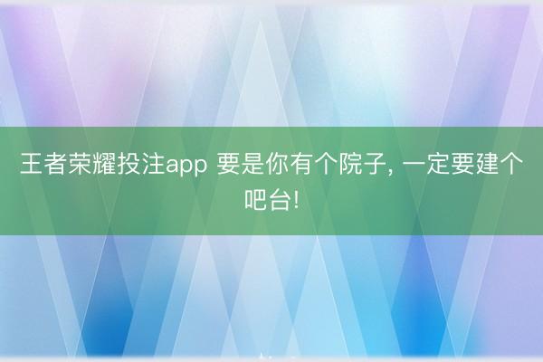 王者荣耀投注app 要是你有个院子， 一定要建个吧台!