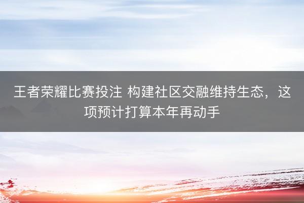 王者荣耀比赛投注 构建社区交融维持生态，这项预计打算本年再动手
