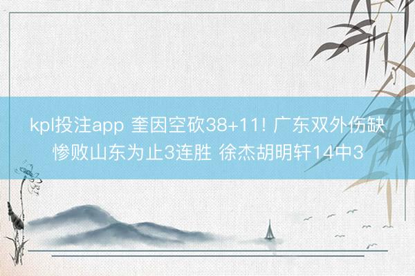 kpl投注app 奎因空砍38+11! 广东双外伤缺惨败山东为止3连胜 徐杰胡明轩14中3