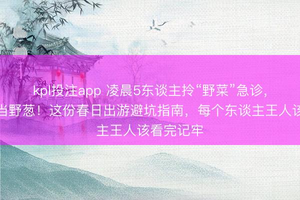 kpl投注app 凌晨5东谈主拎“野菜”急诊,错把葱兰当野葱!这份春日出游避坑指南,每个东谈主王人该看完记牢