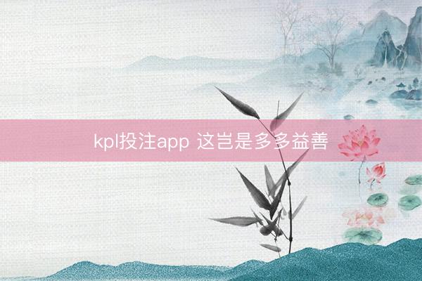 kpl投注app 这岂是多多益善