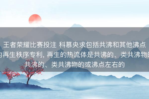 王者荣耀比赛投注 科慕央求包括共沸和其他沸点左右的热流体的再生秩序专利， 再生的热流体是共沸的、类共沸物的或沸点左右的