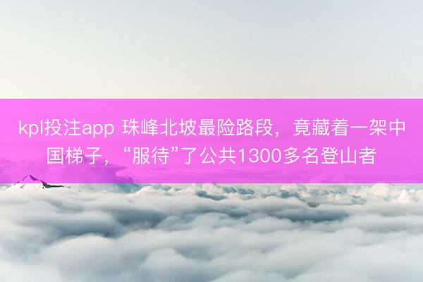 kpl投注app 珠峰北坡最险路段，竟藏着一架中国梯子，“服待”了公共1300多名登山者