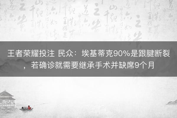 王者荣耀投注 民众:埃基蒂克90%是跟腱断裂,若确诊就需要继承手术并缺席9个月