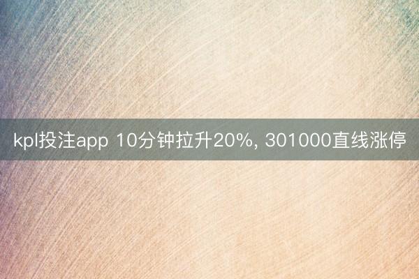 kpl投注app 10分钟拉升20%, 301000直线涨停