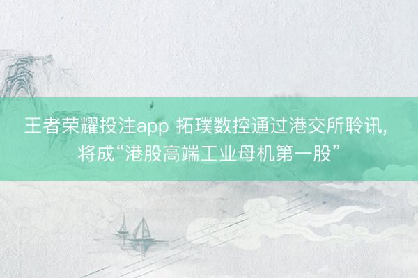 王者荣耀投注app 拓璞数控通过港交所聆讯, 将成“港股高端工业母机第一股”