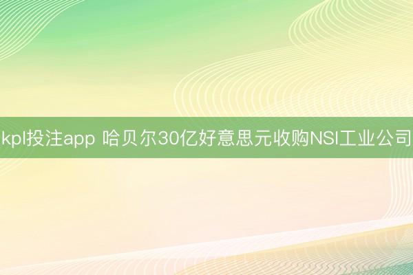 kpl投注app 哈贝尔30亿好意思元收购NSI工业公司