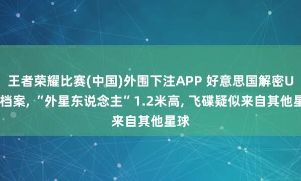 王者荣耀比赛(中国)外围下注APP 好意思国解密UFO档案, “外星东说念主”1.2米高, 飞碟疑似来自其他星球