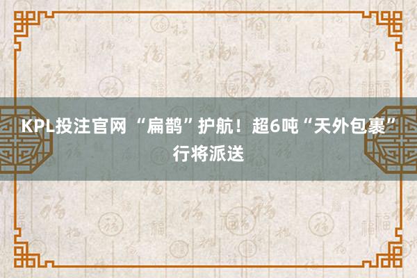 KPL投注官网 “扁鹊”护航！超6吨“天外包裹”行将派送