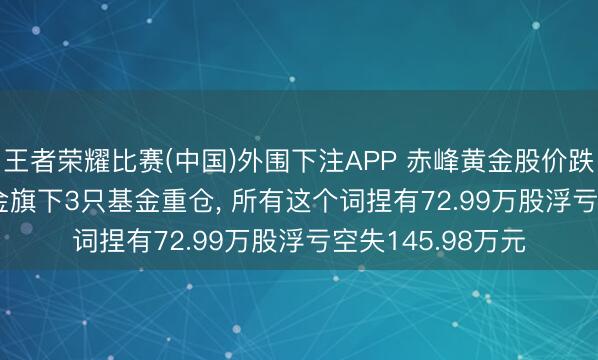 王者荣耀比赛(中国)外围下注APP 赤峰黄金股价跌5.04%, 招商基金旗下3只基金重仓, 所有这个词捏有72.99万股浮亏空失145.98万元