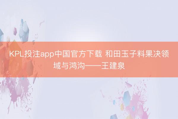 KPL投注app中国官方下载 和田玉子料果决领域与鸿沟——王建泉