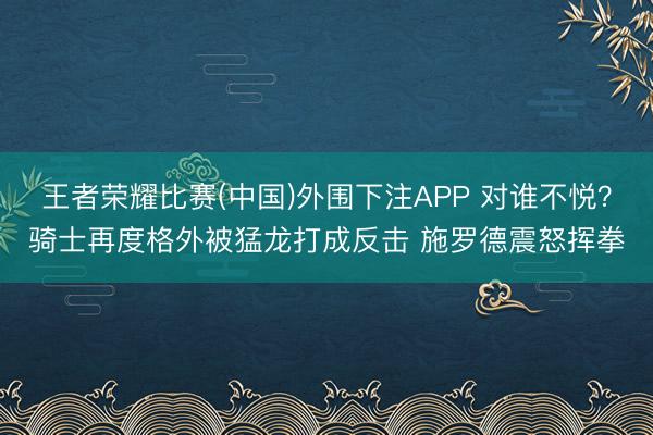 王者荣耀比赛(中国)外围下注APP 对谁不悦？骑士再度格外被猛龙打成反击 施罗德震怒挥拳