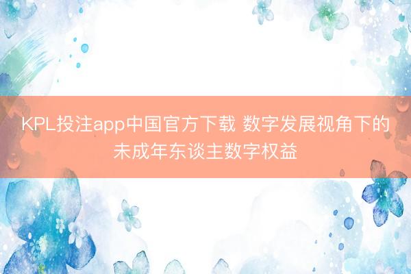 KPL投注app中国官方下载 数字发展视角下的未成年东谈主数字权益