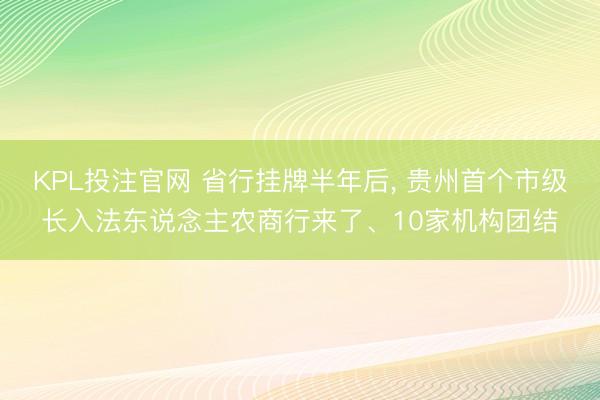 KPL投注官网 省行挂牌半年后, 贵州首个市级长入法东说念主农商行来了、10家机构团结
