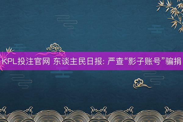 KPL投注官网 东谈主民日报: 严查“影子账号”骗捐