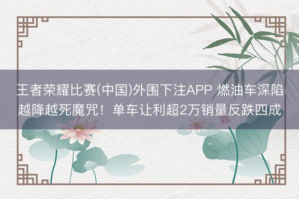 王者荣耀比赛(中国)外围下注APP 燃油车深陷越降越死魔咒！单车让利超2万销量反跌四成