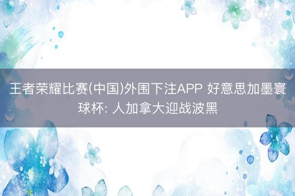 王者荣耀比赛(中国)外围下注APP 好意思加墨寰球杯: 人加拿大迎战波黑