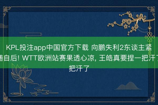 KPL投注app中国官方下载 向鹏失利2东谈主紧随自后! WTT欧洲站赛果透心凉， 王皓真要捏一把汗了