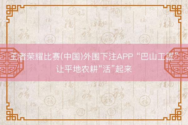 王者荣耀比赛(中国)外围下注APP “巴山工匠”让平地农耕“活”起来