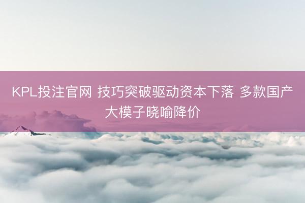 KPL投注官网 技巧突破驱动资本下落 多款国产大模子晓喻降价
