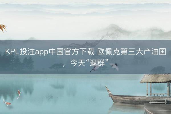 KPL投注app中国官方下载 欧佩克第三大产油国，今天“退群”